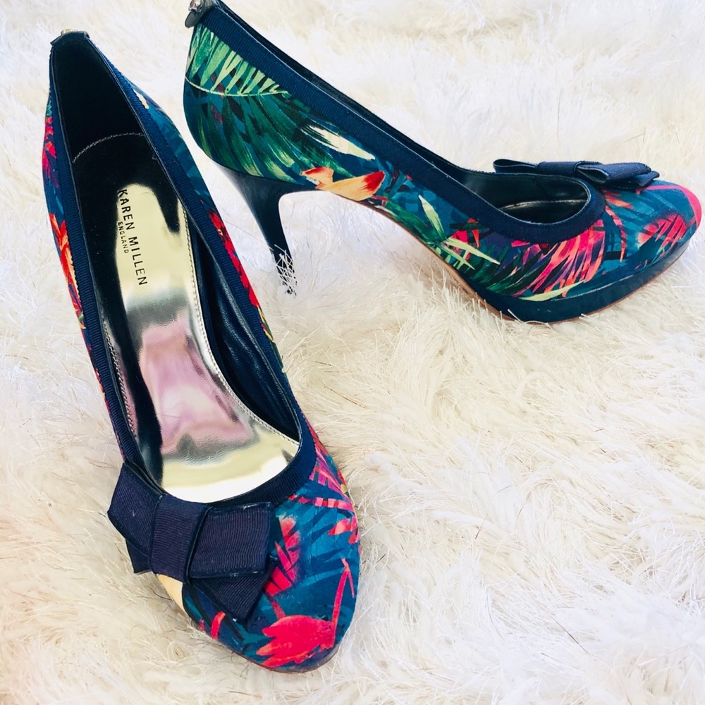 Tropical Print Blue Hawaiian Designer Heels